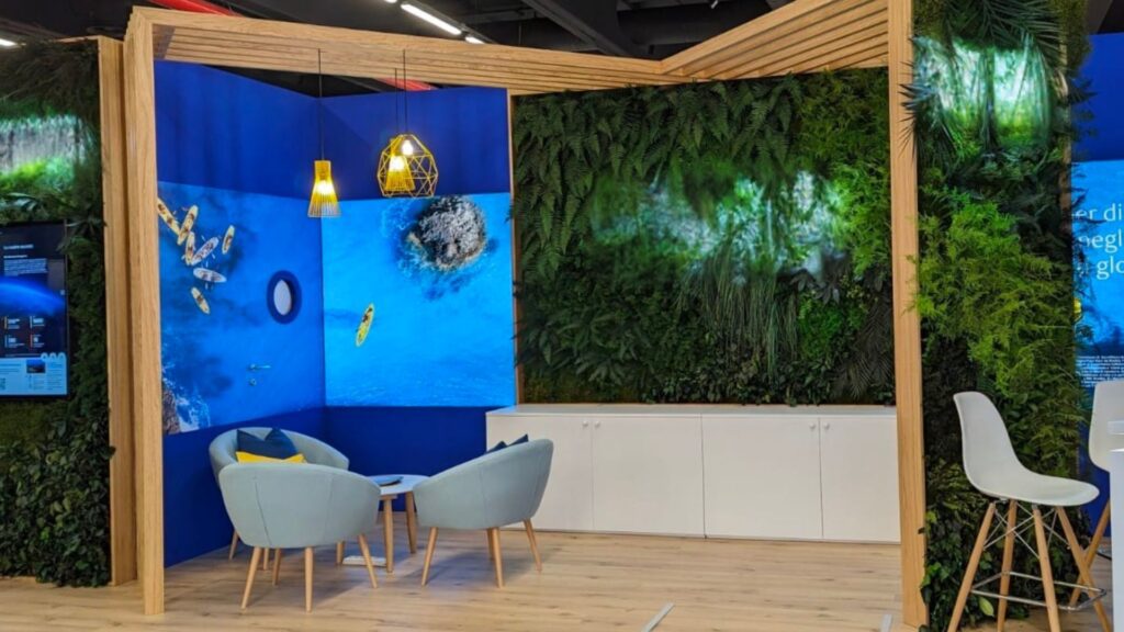 exhibition stand with plant walls